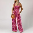 thumbnail image 4 of Sakmal Boho One Piece Jumpsuits for Women Flowy Sleeveless Pink Dressy Overalls Long Square Neck Wide Leg Floral Pants with Pockets, 4 of 8