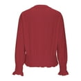 thumbnail image 4 of Maean Women V Neck Top Puff Long Sleeve Cropped Blouse Fashion Hollow out Fall Trendy Shirts Clothes, 4 of 7