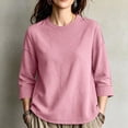 thumbnail image 2 of SETOOFF 3/4 Length Sleeve Womens Tops Crew Neck Waffle Knit Casual Shirts Loose Fit Pullover Blouses Soft Stretchy Daily Wear Tops for Women Spring Summer Fall, 2 of 8