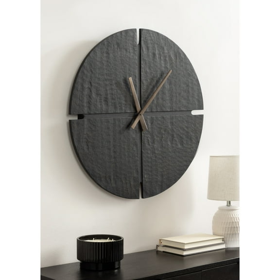 Kate and Laurel Nirav Modern Numberless Round Wall Clock, 22 Inch Diameter, Black, Decorative Minimal Wooden Clock for Bedroom, Entryway, or Living Room Decor