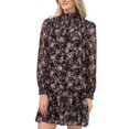 thumbnail image 2 of Cece Women's Long Sleeve Mock Neck Floral-Print Smocked Dress Black Size S, 2 of 3