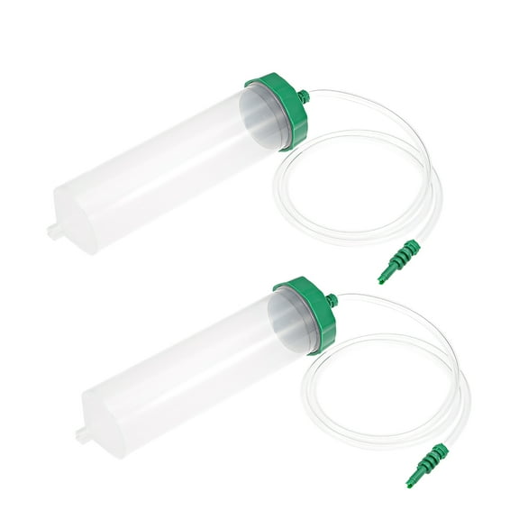 Jeringas de dispensador de pegamento de tubo de aire de 300cc claras con adaptador para uso industrial, 2 piezas (tapa de plástico)