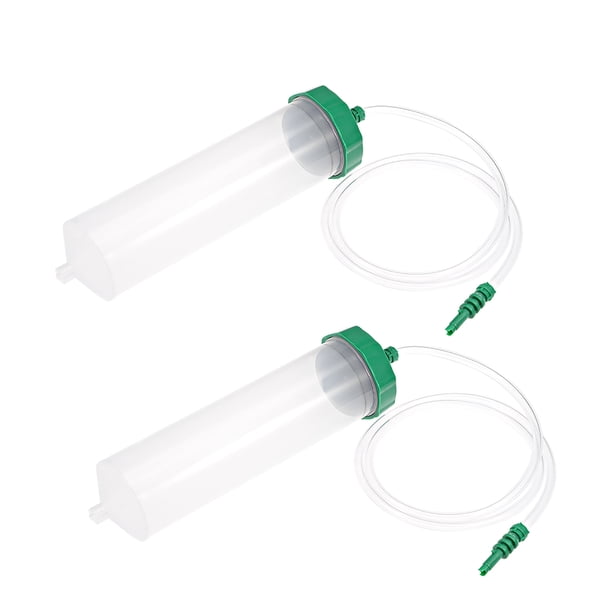 Jeringas de dispensador de pegamento de tubo de aire de 300cc claras con adaptador para uso industrial, 2 piezas (tapa de plástico)
