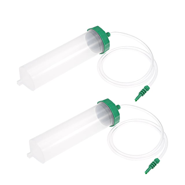 Jeringas de dispensador de pegamento de tubo de aire de 300cc claras con adaptador para uso industrial, 2 piezas (tapa de plástico)