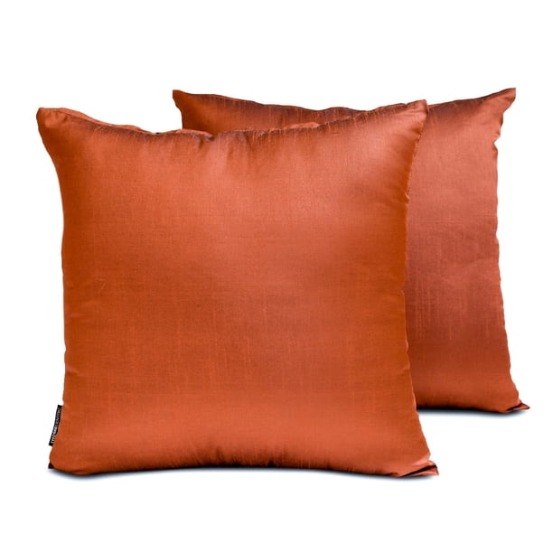 Funda de almohada lumbar de lujo HomeCentric, color óxido, paquete de 2, 30 x 40 cm (12 x 16 pulgadas), funda de almohada rectangular lisa y lisa de seda artística, estilo moderno liso - Lujo óxido