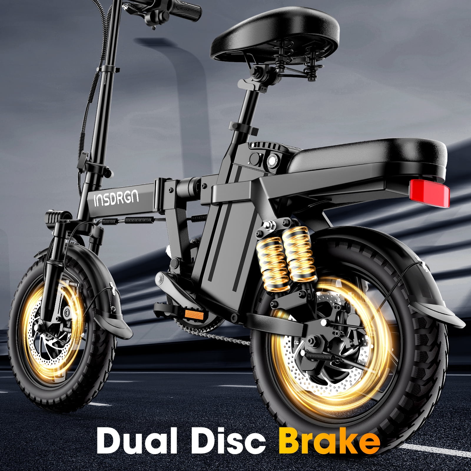 INSDRGN Folding Electric Bike for Teenager and Adults, 16AH 48V Battery 14" Electric Bike 1500W Peak Motor, 62 Miles Range, Mini Ebike for City Commuter, UL2849