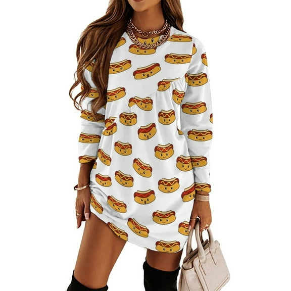 Hot Dogs Party! Loose Dress Evening Dress Summer Dresses for Women Luxury Dress Long Sleeved Dress