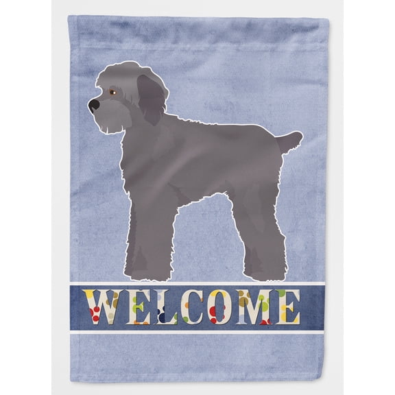 Grey Schnoodle Welcome Flag Canvas House Size
