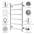 thumbnail image 2 of HEATGENE Towel Warmer 6 Flat Bar Towel Dryer Wall-Mounted Plug-in Bath Towel Heater - Mirror Polish, 2 of 9