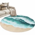 thumbnail image 2 of Area Rug 48in, Ombre Turquoise Ocean Wavy Beach Floor Carpet Living Room Rug, Abstract Wavy Texture Non-Slip Welcome Mat Indoor Rugs for Bedroom Dining Room, 2 of 9