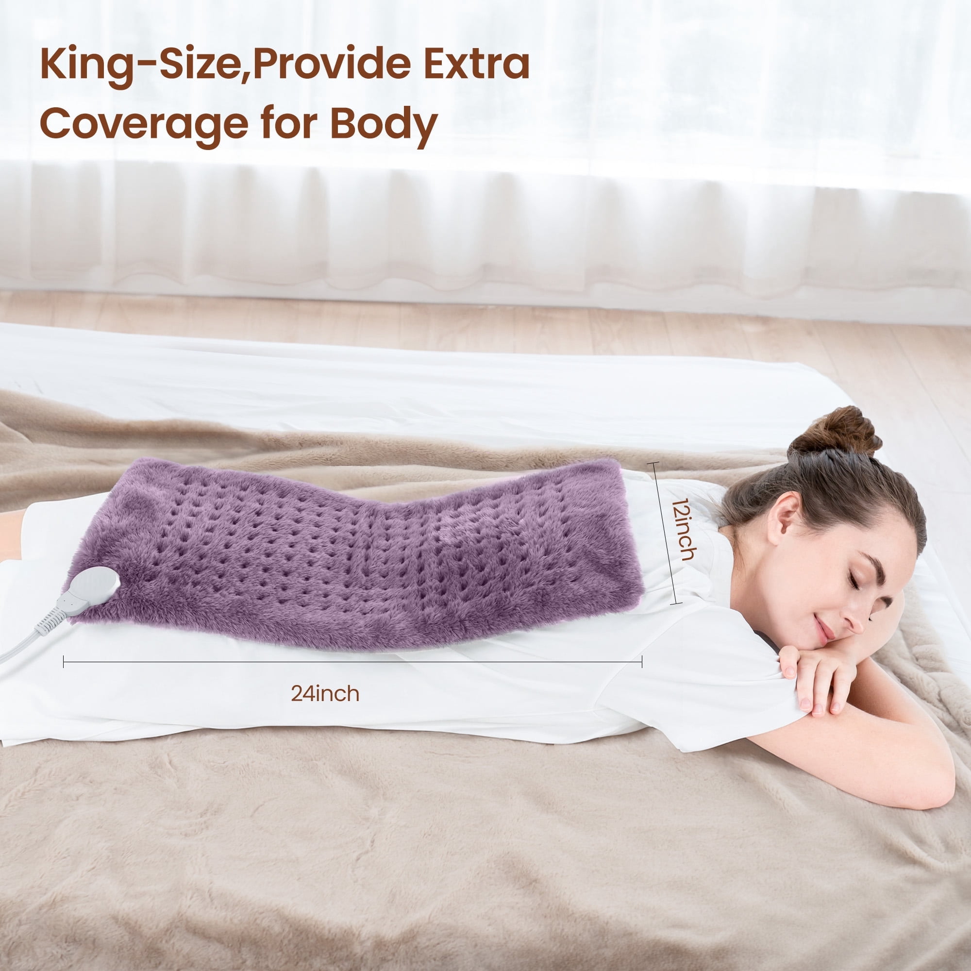 RENPHO Heating Pad for Back Pain Relief & Period Cramps, HSA FSA Eligible, Heat Pad for Neck and Shoulder,12"x24", Mothers Day Birthday Gifts for Women Men, Dark Purple