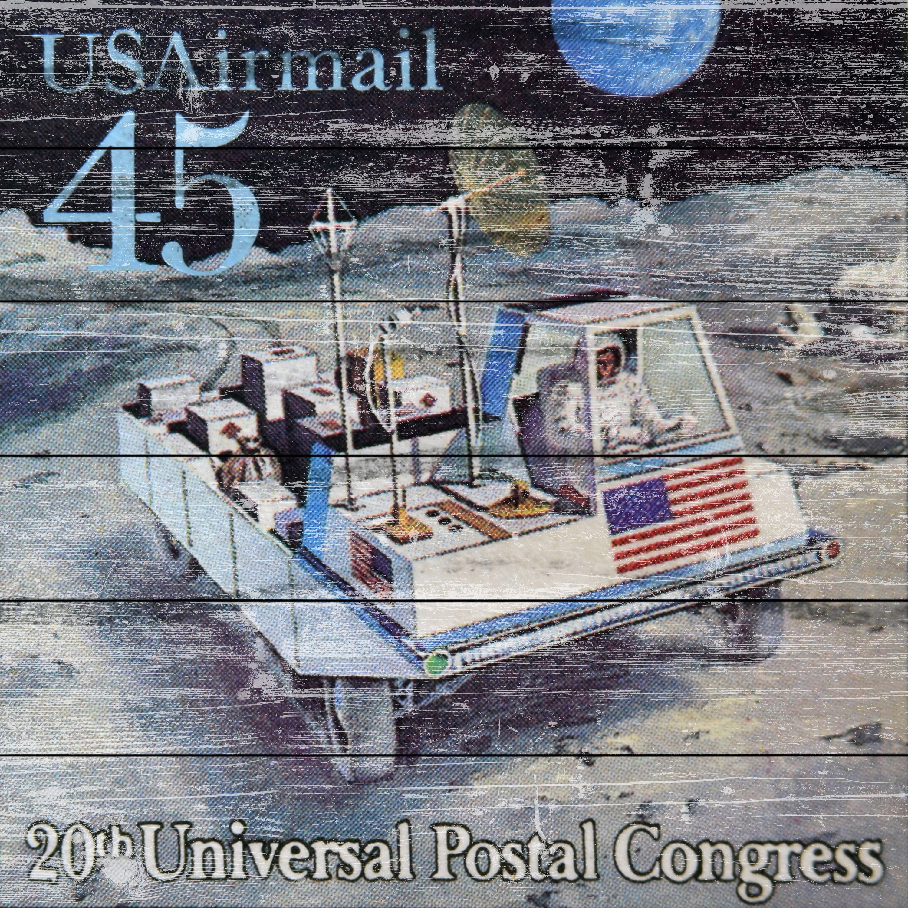 Marmont Hill ''Lunar Rover Stamp'' Graphic Art on Wood