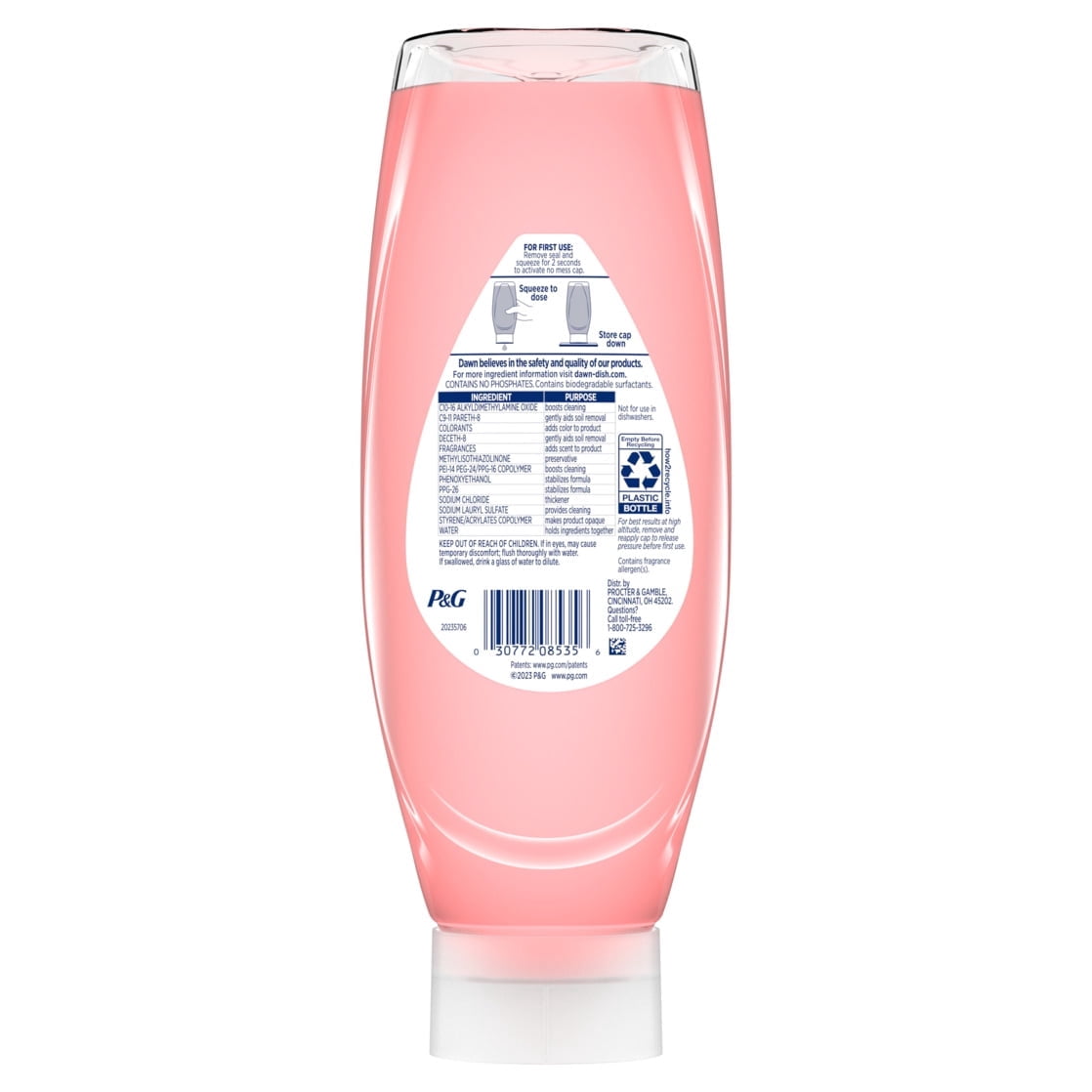 Dawn Gentle Clean EZ-Squeeze Dish Soap, Dishwashing Liquid, Pomegranate & Rose Water, 24.3oz