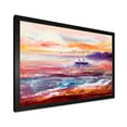 thumbnail image 2 of Boat On The Ocean During Vibrant Sunset Glow 20 in x 12 in Framed Painting Canvas Art Print, by Designart, 2 of 4