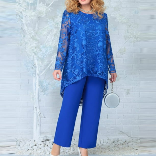 ICHUANYI Liquidación Vestido de Noche de Talla Grande para Mujer Pantalones Ajustados con Temperamento con Bordado de Encaje Conjunto de Dos Piezas ICHUANYI WER2023082203744