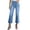 Light Blue, variant on Womens Cropped Flare Jeans Dual Square Patch Front Pockets Button Zipper Fly High Waist Washed Denim Casual Ankle Length Bottoms