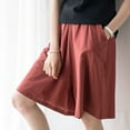thumbnail image 6 of Womens Knee Length Shorts Loose Fit Wide Leg Long Elastic Bermuda Shorts for Women Cotton Linen Summer Shorts Flowy Baggy Short Pants 2024, 6 of 8