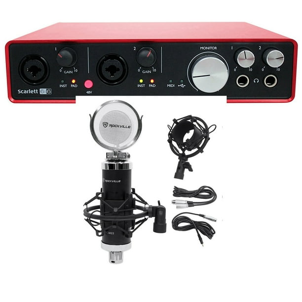 Focusrite SCARLETT 6I6 2ndGen USB Audio Recording Interface+Condenser