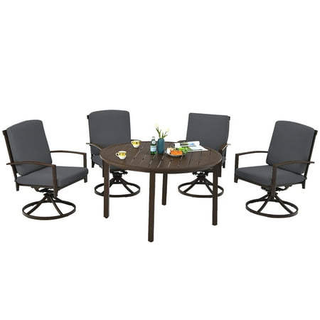 Costway 5pcs Patio Rattan Dining Set, Sears Bar Table And Stools Swivel Chair