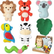 MALLMALL6 Jungle Animals Sewing Kit with 7 Animal Shapes & Needles, 7 Pieces