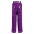 thumbnail image 3 of Kaerm Kids Girls Shiny Sequin Jazz Dance Pants Disco Party Flared Trousers Purple 10, 3 of 6
