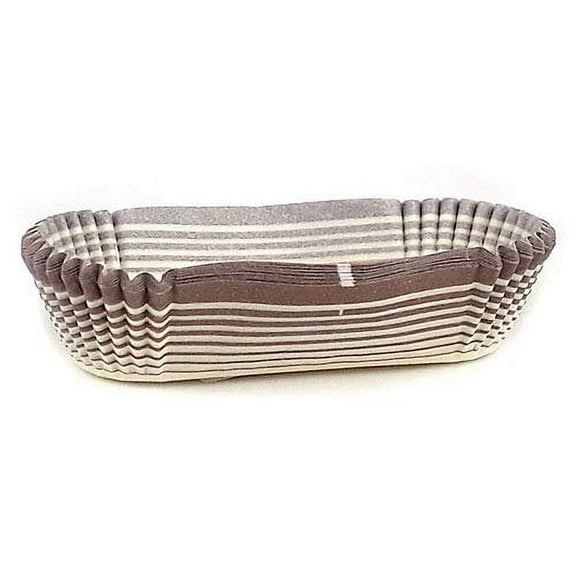 Novacart Oval Glassine Paper Condiment Candy Party Cup 2.88" x 0.88" Bottom, 0.88" High, Brown-Striped Exterior - Box of 2000