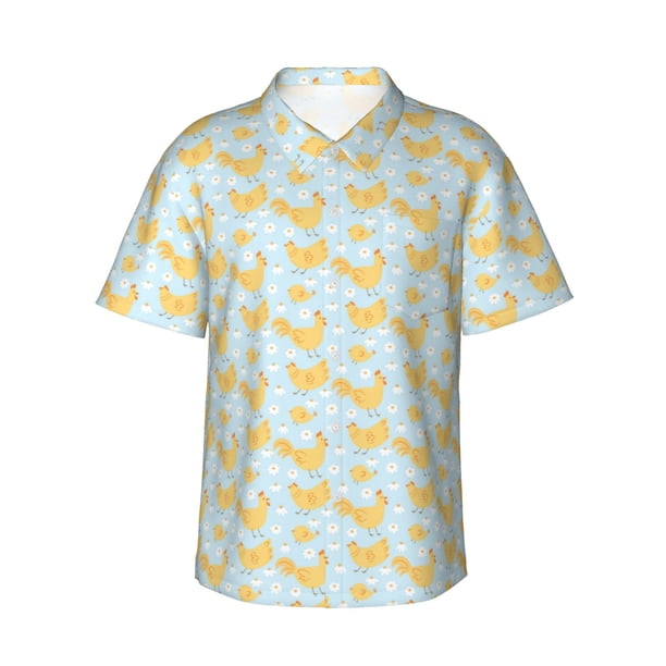 Balery Roosters Camisas hawaianas de manga corta para hombre, camisas playeras de corte holgado, camisas de vacaciones con botones,3X-Large