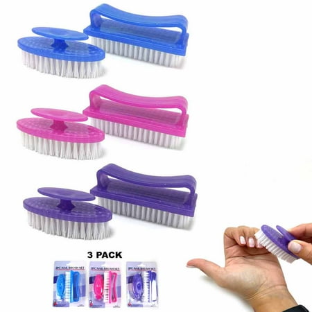 

6 PC Nail Cleaning Brush Set Fingernail Handle Grip Brushes Toes Nails Pedicure
