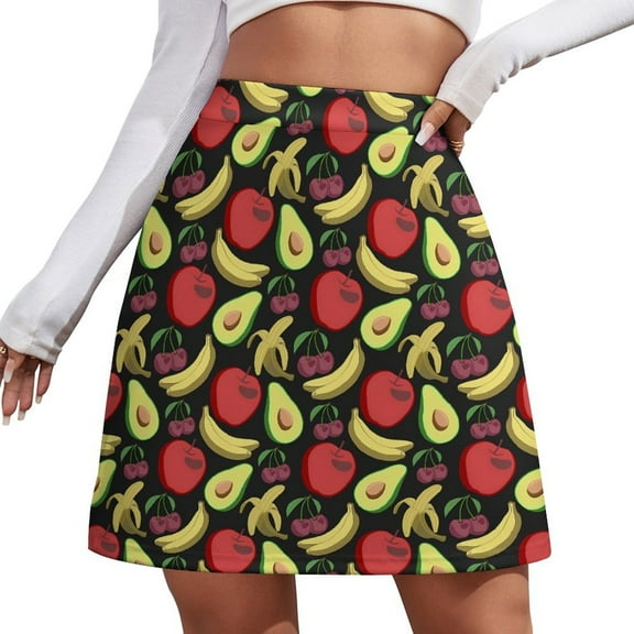 Fruit Print Skirt Yellow Lemon Aesthetic Casual Skirts Ladies Trendy Mini Skirt Design Sko
