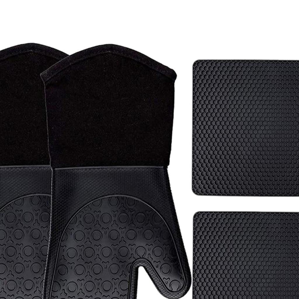 Fiocias Loviver 4 Oven Mitts and Pot Holders 230 Degree Gloves Waterproof Kitchen Gloves