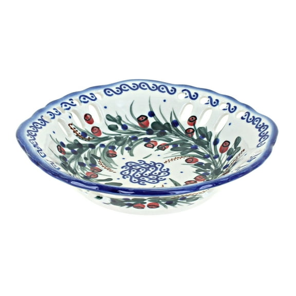 Blue Rose Polish Pottery Berry Small Fruit Dish