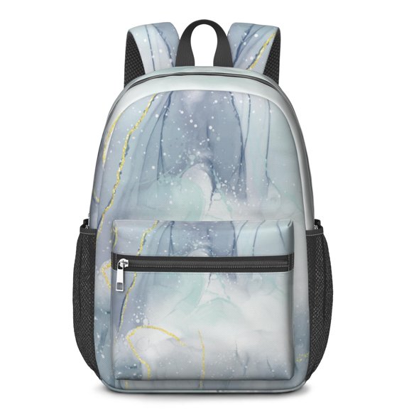 17 Inch Lightweight Backpack,PVC Waterproof Oxford Fabric, Ergonomically Designed, with Large Capacity, Aqua Blue Watercolor