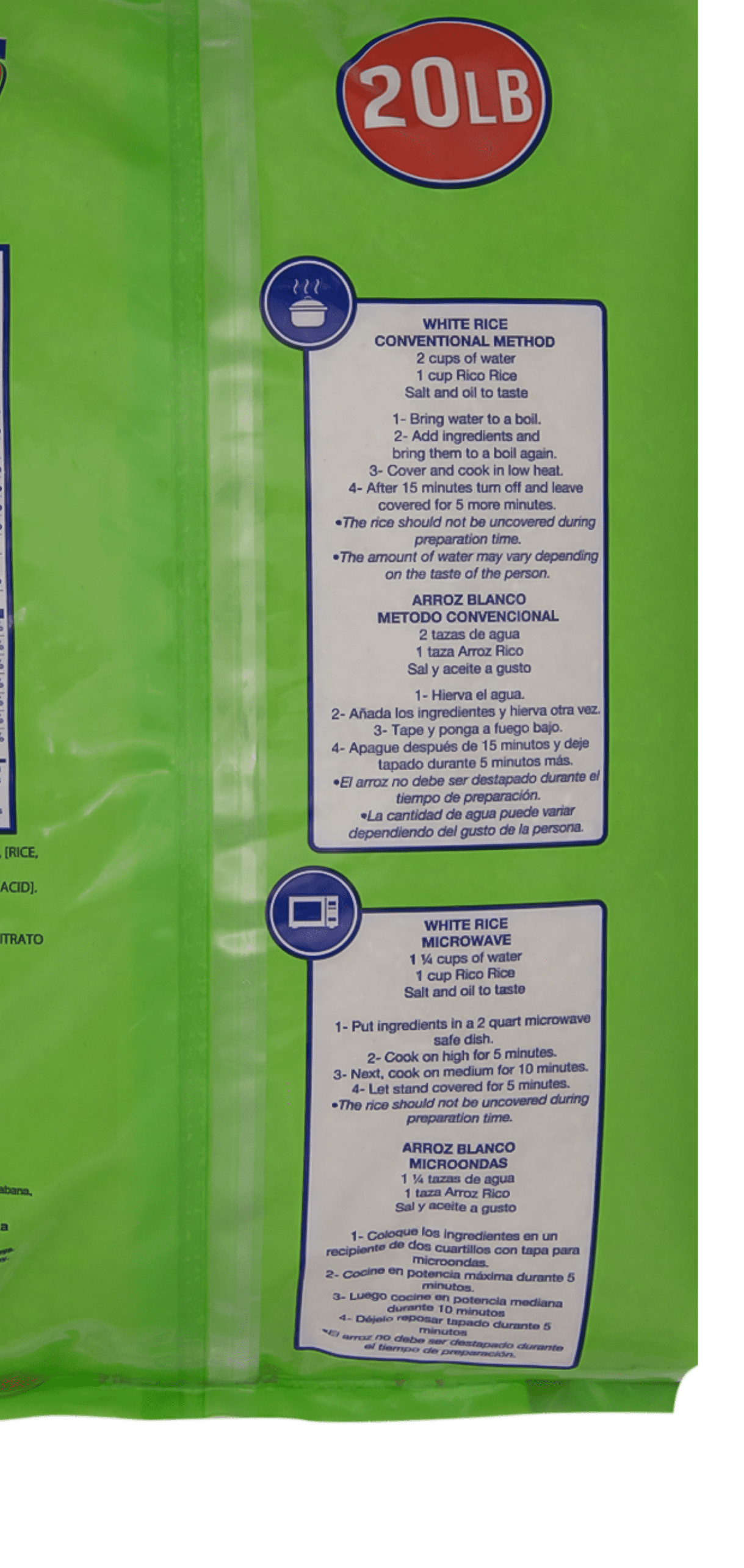 (3 pack) Rico Long Grain Rice, 20 lbs, No Allergens Contained
