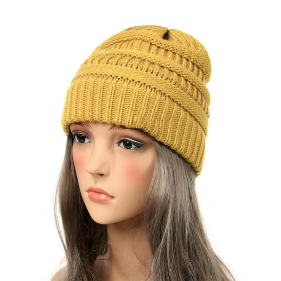 Winter Beanies Women's Winter Brimless Hat Knitted Hat Casual Thick Soft Fashionable Warm Coarse Hat Unisex