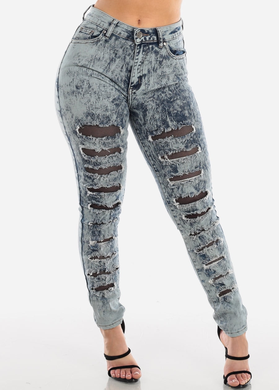 acid wash ripped jeans womens