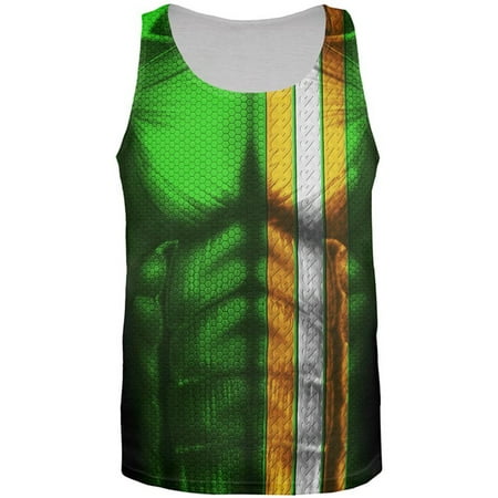 St Patrick's Day Irish Champion Superhero Costume All Over Mens Tank Top Multi 3X-LG