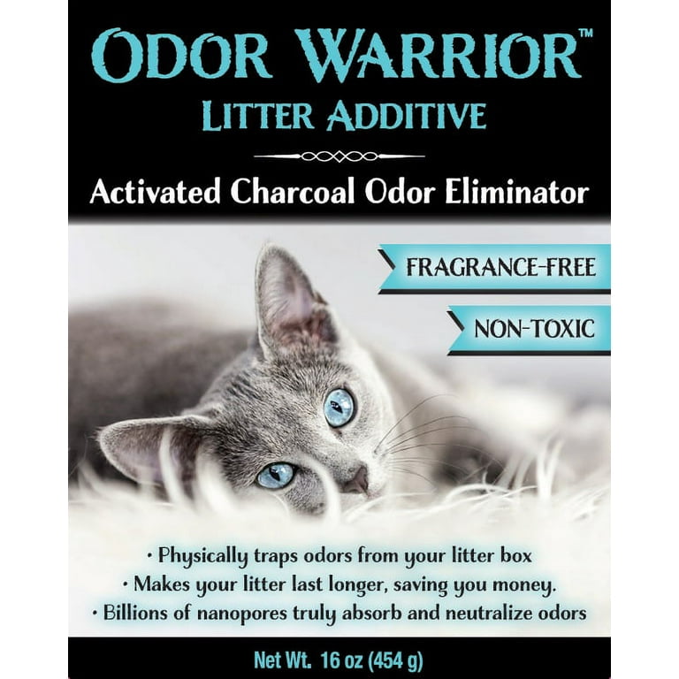 Odor Warrior Cat Litter Deodorizer Additive for Cat Litter Odor Control Using Activated Charcoal Extend The Life of Your Kitty Litter with a Truly
