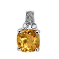 thumbnail image 2 of Mauli Jewels Engagement Necklace for Women 2.35 Carat Cushion Shaped Citrine and Round Shaped Diamond Pendant 4-prong 10K White Gold|Silver Chain, 2 of 4