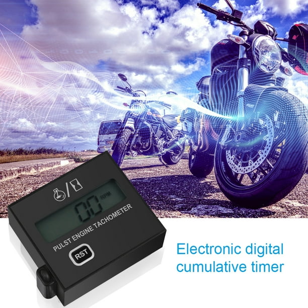 Motorcycle Digital Engine Tach Tachometer Hour Meter Electronic Chainsaw Gauge Inductive For