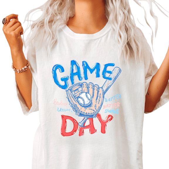 UNISHE Women's Vintage Baseball Glove Bat Softball Game Day Batter Swing Print Graphic Short Sleeve T-Shirts white Tops