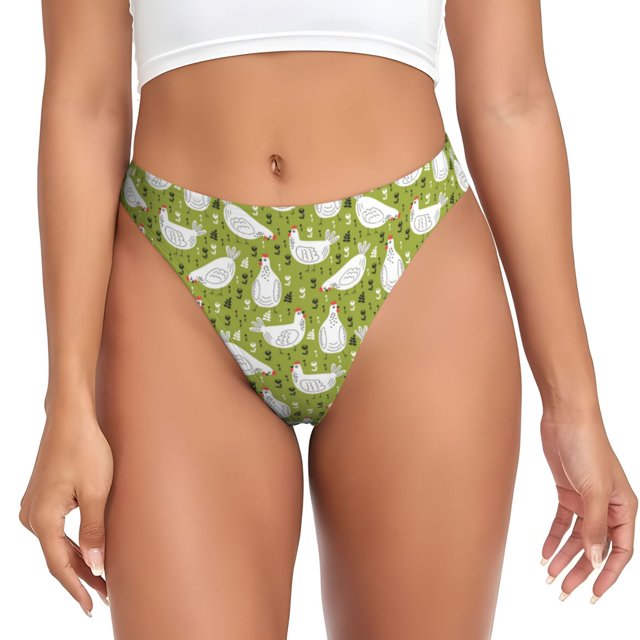 Fotbe Funny Chicken Tanga Sin Costuras para Mujer con Estampado – Panties Invisibles, Transpirables y Cómodos para Uso Diario-X-Small