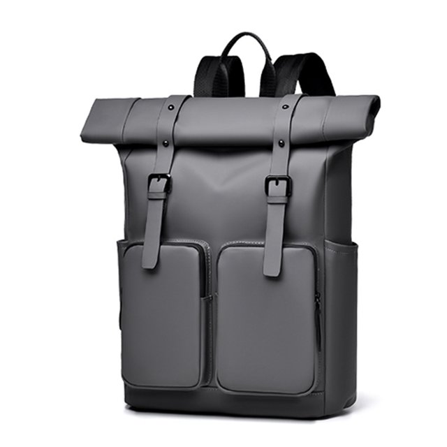Langgg Roll-Top Backpack, Waterproof Unisex School Bag Men And Women, Anti-Theft Stylish Large Ideal Travel, Cycling, Gray