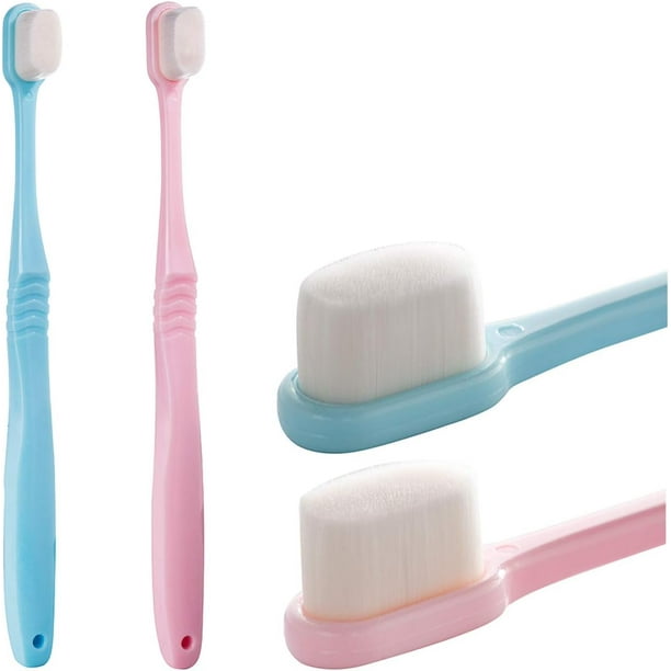 Cepillo de dientes para un cuidado suave, cepillo de dientes manual de cerdas ultra suaves para una limpieza bucal profunda y eliminación de sarro, juego de 2 piezas para adultos y niños, diseño apto