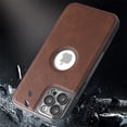 thumbnail image 5 of Allytech Slim Case for iPhone 15 Pro Max with Camera Lens Protector, Business Luxury PU Leather Logo View Shockproof Anti-Drop Lightweight Plating Edge Protective Case for Women Men - Black, 5 of 9