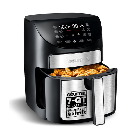 Gourmia 7 Quart Digital Air Fryer, Black - Preheat and Turn Reminder