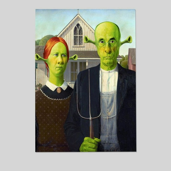 American Gothic Style Shrek-Inspired Wall Art Poster for Home, Office, Bedroom, or Living Room Décor - Fun Pop Culture & Modern Art Piece Size 24''x36'' - Postora