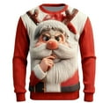 thumbnail image 3 of Mens Christmas Sweaters 2025 Funny Christmas Sweatshirts Crewneck 3D Santa Printed Xmas Holiday Long Sleeve Pullover Shirts with Pocket Watermelon Red S, 3 of 3