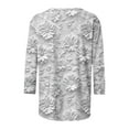 thumbnail image 5 of CYMMPU Casual Floral Printed 3/4 Length Sleeve Basic Tees Shirts Dressy Tunic Tops Business Work Blouses Crewneck Summer Fall 2025 Clothes for Women Multicolor M, 5 of 5