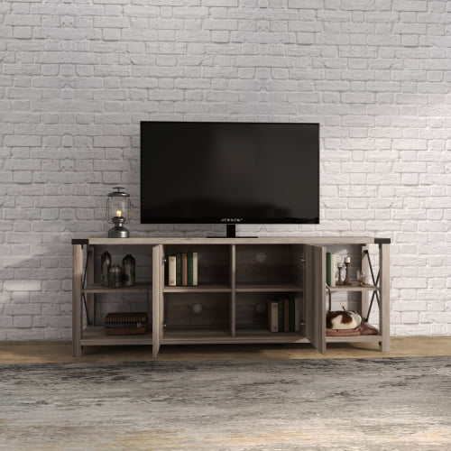 Walkfairy 68" TV Stand Wood Metal TV Console Industrial Entertainment Center Farmhouse with