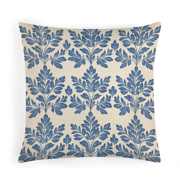 16"x16" Pillowcases Farmhouse Floral Navy Blue Decorative Square Pillowcase Cushion Case Leaf Print Throw Pillow Home Decor Throw Pillows Cover